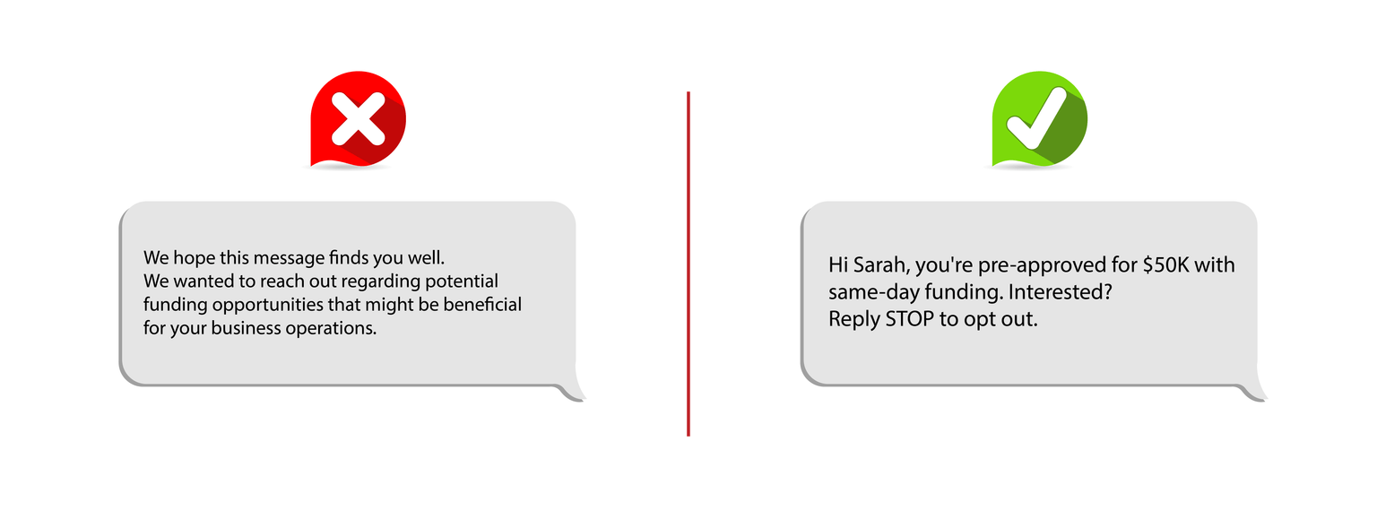 Text nessaging for mca